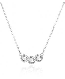 Agate Shiny Silver Necklace with Zircons AGS1543/47