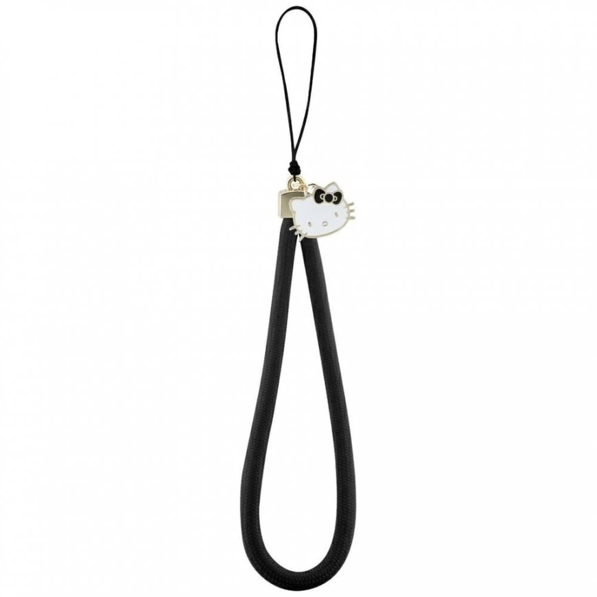 Zawieszka na telefon Hello Kitty Nylon Cord Kitty Head czarny