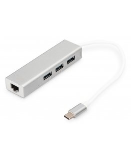 Digitus DA-70255 sülearvuti dokk ja pordireplikaator USB 3.2 Gen 1 (3.1 Gen 1) Type-C Hall, Valge