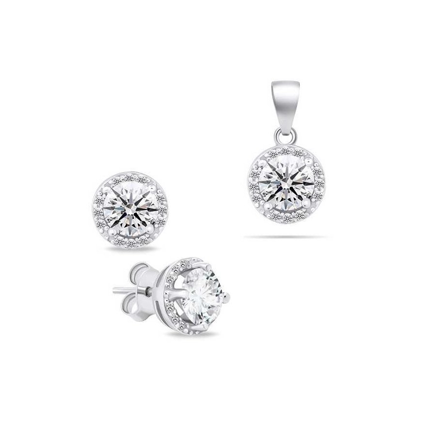 Brilio Silver Brilio Sidabrinis Sparkling sidabrinis papuošalų rinkinys su cirkoniais SET230W (auskarai, pakabukas)