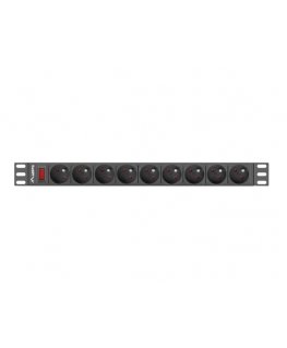 Lanberg PDU-09E-0300-BK power distribution unit (PDU) 9 AC outlet(s) 1U Black