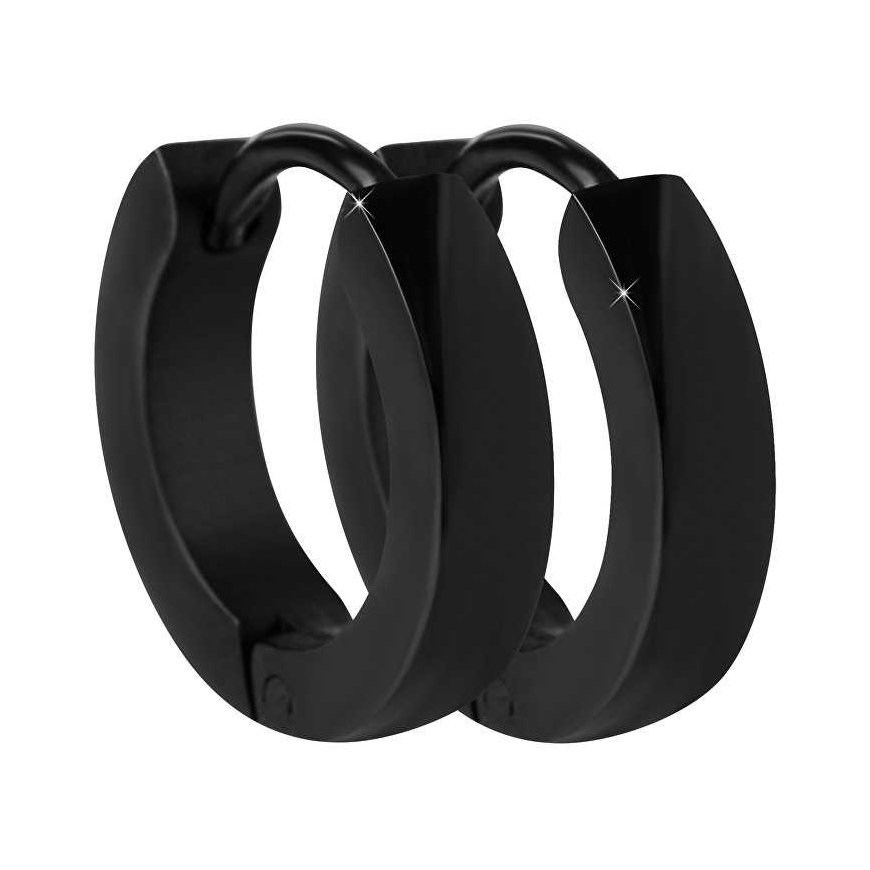 Troli Black steel hoop earrings