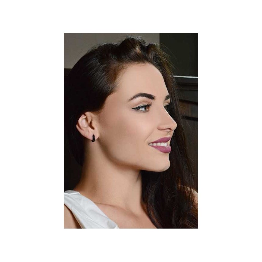 Troli Black steel hoop earrings – 2