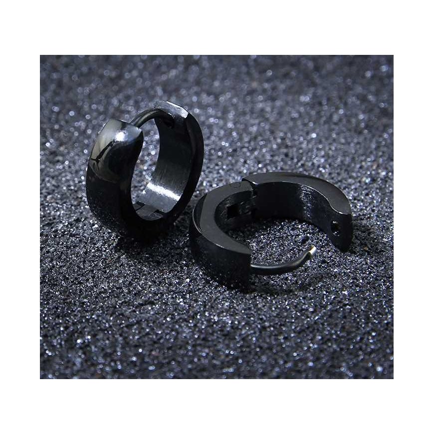 Troli Black steel hoop earrings – 4