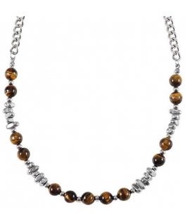 Troli Steel bead necklace with tiger's eye