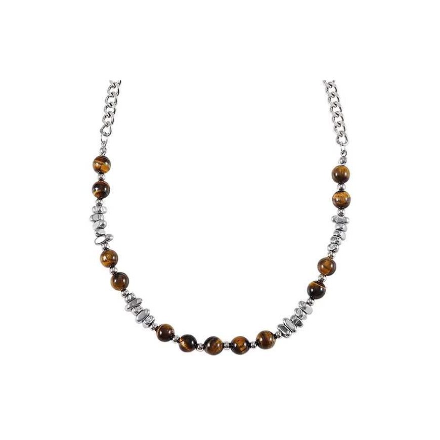 Troli Steel bead necklace with tiger's eye