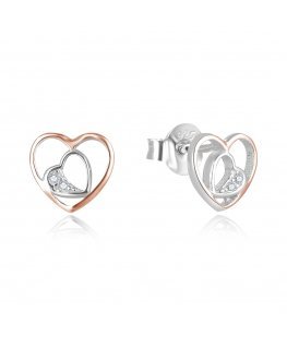 Beneto Romantic Two-Tone Heart Earrings AGUP2688-RHR