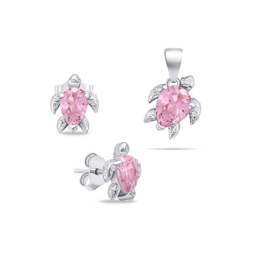 Brilio Silver Brilio Silver Playful silver jewelry set with zircons Turtle SET233WP (earrings, pendant)