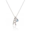 JVD Elegant Silver "R" Necklace with Blue Zircon SVLN0324XH2BI0R JVD Elegant Silver "R" Necklace with Blue Zircon SVLN0324XH2BI0R