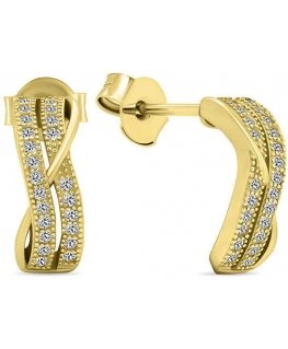 Brilio Silver Brilio Silver Beautiful gold plated earrings with zircons EA589Y