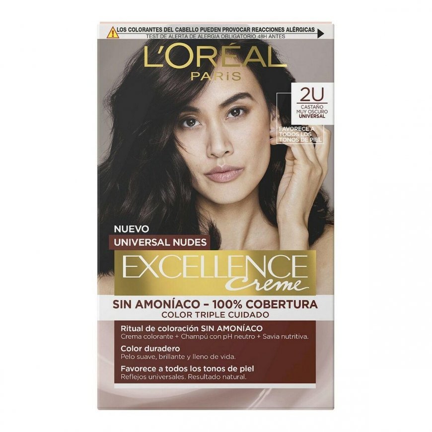 Ammoniakkiton väriaine L'Oreal Make Up Excellence 2u tummin brunette – 3