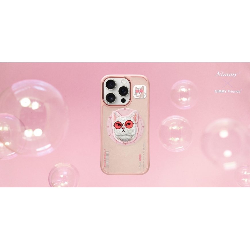 Etui Nimmy Glasses Cool Cat MagSafe do iPhone 16 różowy