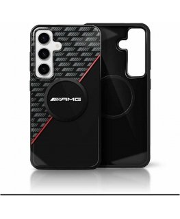 Mercedes AMG Double Layer Rhombs MagSafe Samsung Galaxy S25 dėklas telefonui juodos ir raudonos spalvos