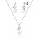 Jwl Luxury Pearls Elegant jewelry set with real pearl and zircons JL0746 (chain, pendant, earrings) Jwl Luxury Pearls Elegant jewelry set with real pearl and zircons JL0746 (chain, pendant, earrings)