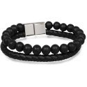 Troli Black men's bracelet leather and beads Leather Troli Black men's bracelet leather and beads Leather