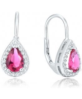 Beneto Silver earrings with pink zircons AGUC2227