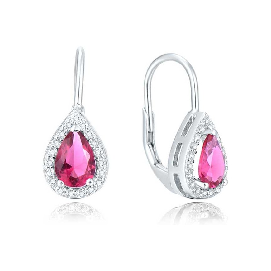 Beneto Silver earrings with pink zircons