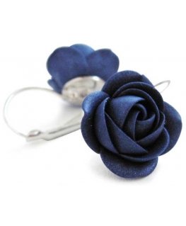 Troli Sparkling Blue Flower Dangle Earrings