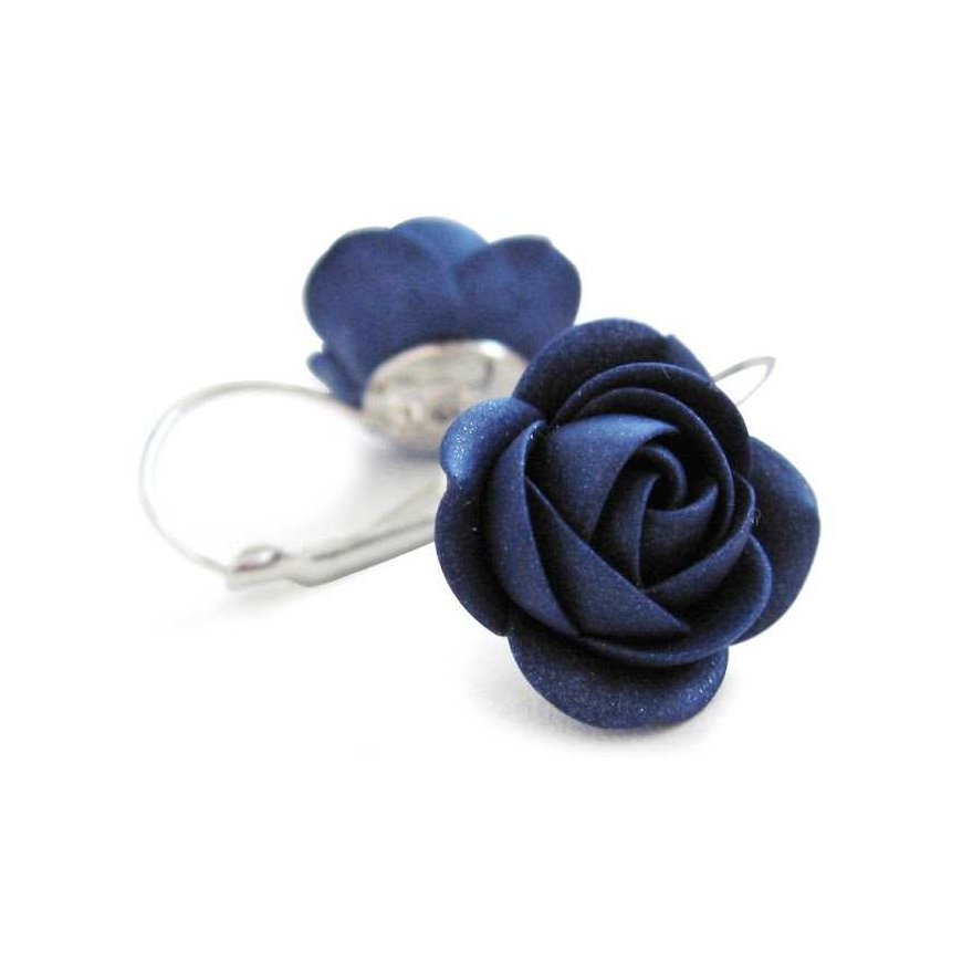 Troli Sparkling Blue Flower Dangle Earrings