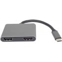 PremiumCord MST Adapteris USB-C to 2x HDMI, USB3.0, PD, 4K and FULL HD 1080p resolution
