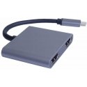 PremiumCord MST Adapteris USB-C to 2x HDMI, USB3.0, PD, 4K and FULL HD 1080p resolution
