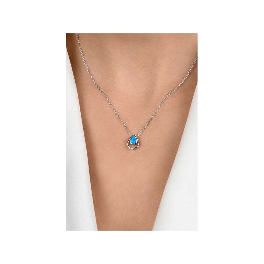Brilio Silver Silver necklace with blue synthetic opal NCL190WB – 3