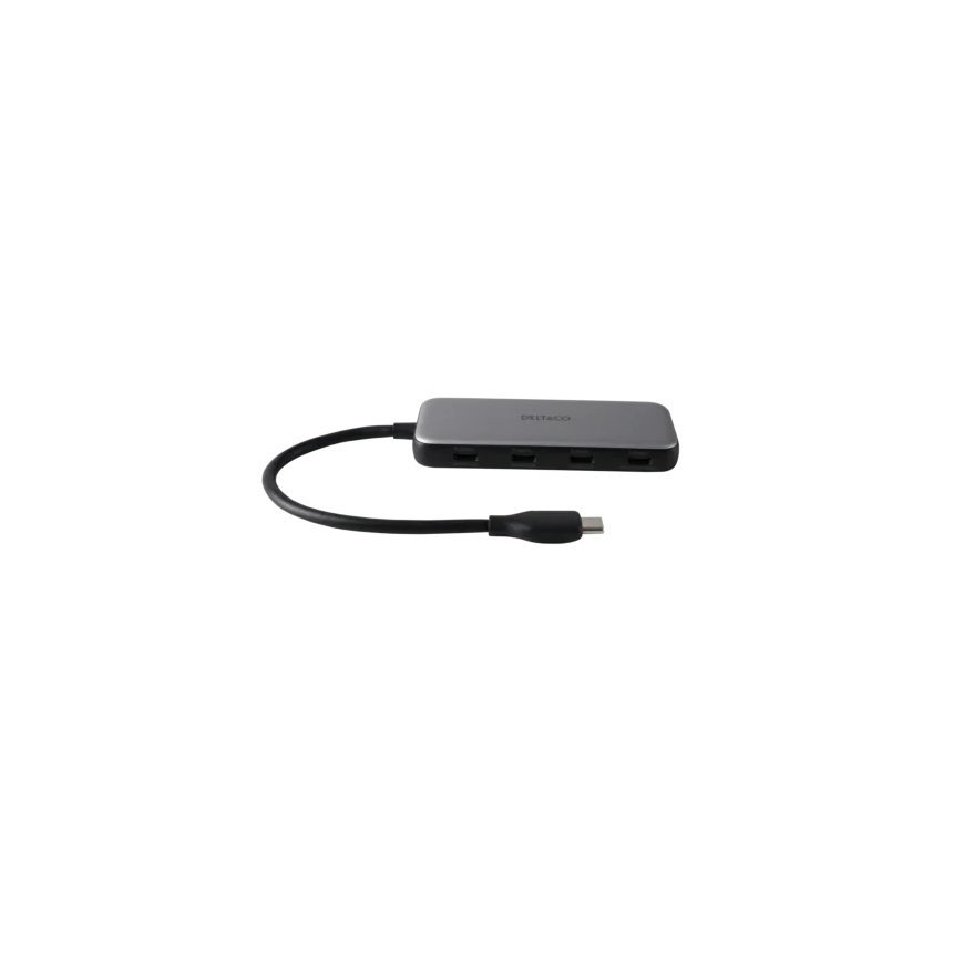 Deltaco USBC-HUB204 sąsajos šakotuvas C tipo USB 5000 Mbit/ai Pilka