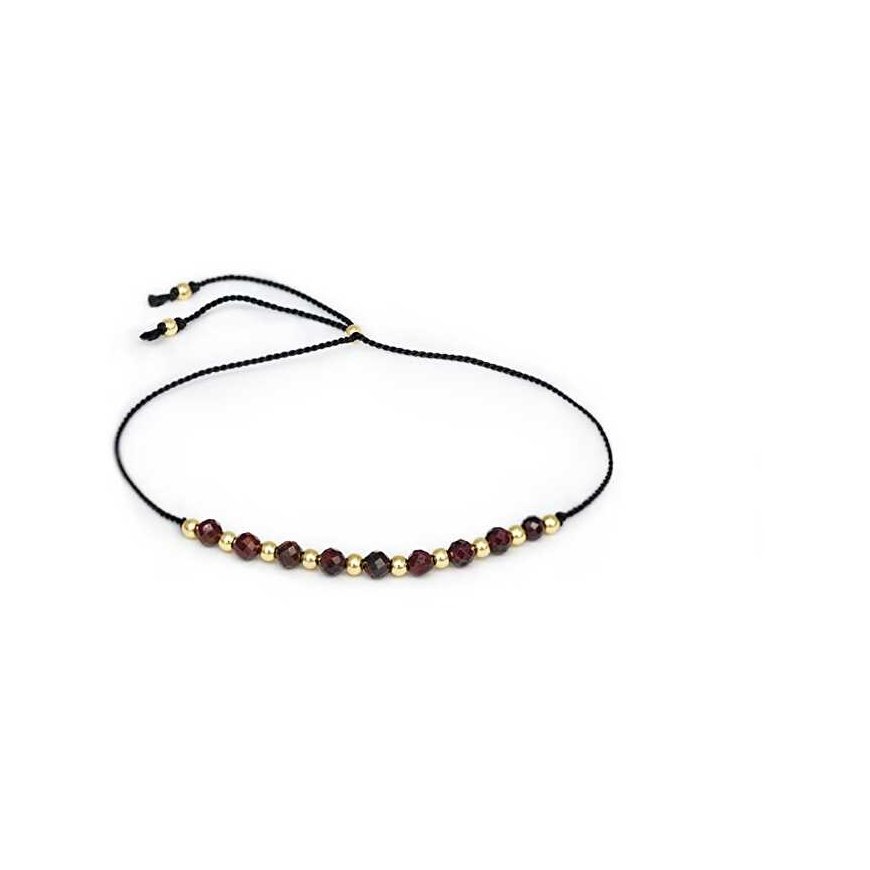 Agate Cord Bracelet with Garnet Beads HE21R3G-BK