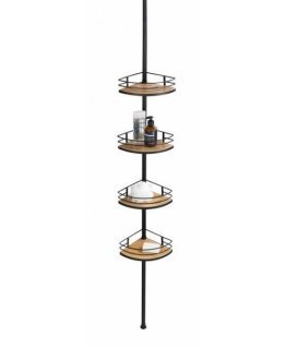 WENKO 24756100 plaukts Brīvi stāvošs Bamboo, Nerūsējošs tērauds Melns, Koks