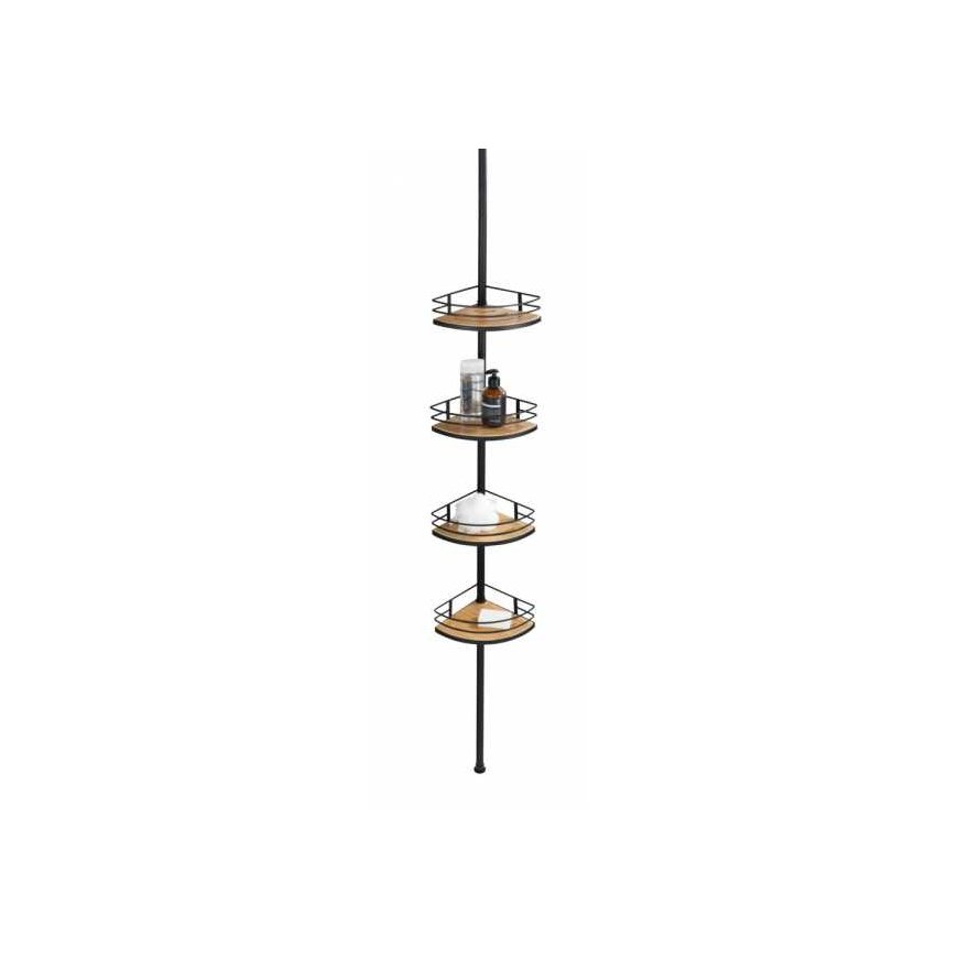WENKO 24756100 hylly Vapaasti seisova Bamboo, Ruostumaton teräs musta, Puu