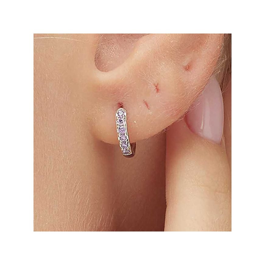 Brosway Fancy Magic Purple FMP85 silver hoop single earring – 2