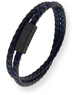 Troli Double bracelet made of black and blue leather Leather VABOB013