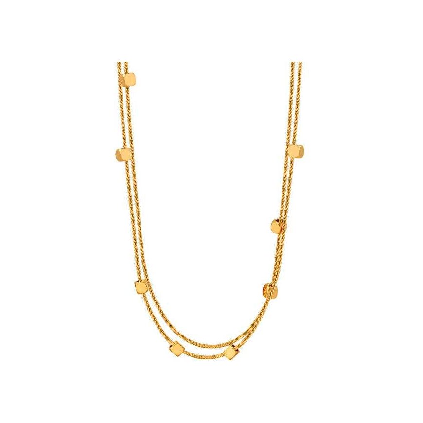 Troli Double Gold Plated Cube Necklace