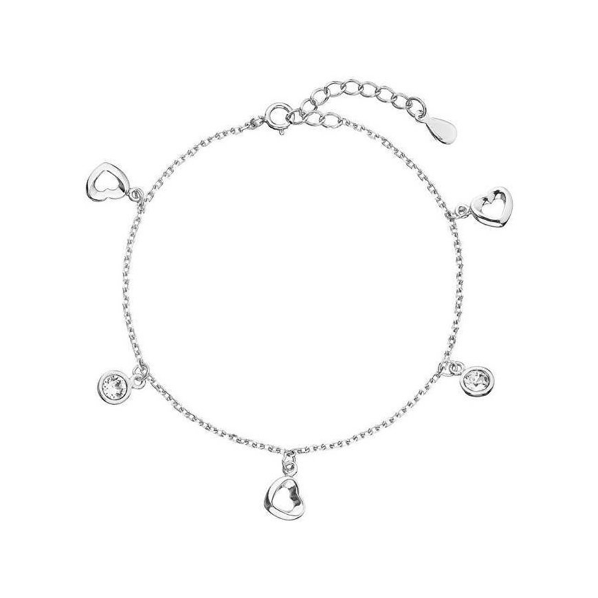 Evolution Group Silver bracelet with Swarovski crystals white heart 33110.1