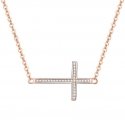 Beneto Rose gold plated silver necklace with cross AGS196 / 47-ROSE Beneto Rose gold plated silver necklace with cross AGS196 / 47-ROSE