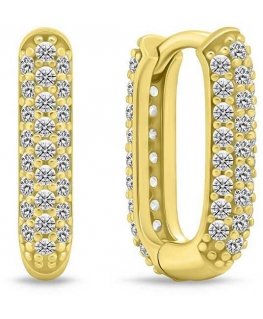 Brilio Silver Brilio Silver Gold Plated Sparkling Earrings with Zirconia EA1023Y