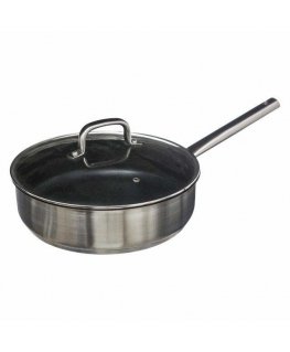 Stainless steel frying pan with lid, non-stick coating, 29.5 cm