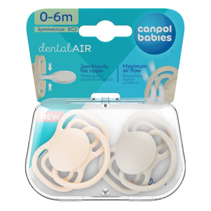 CANPOL BABIES silicone symmetrical pacifiers NUDE, Creme, 0-6m, 2 pcs., 23/228_cre – 2