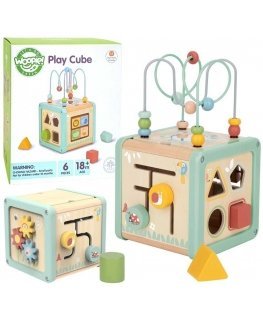 WOOPIE Green Wooden Activity Cube Multifunctional Educational Sorter