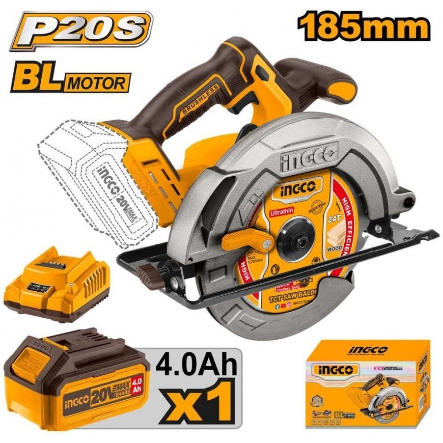 Ingco CSLI18511 cordless circular saw including battery and charger – 2