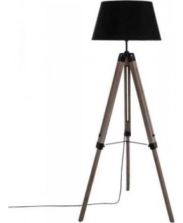 Dekoracja Domu Lamp Puinen lattiavalaisin RUNO seisomavalaisin varjostimella - musta väri, korkeus 145 cm