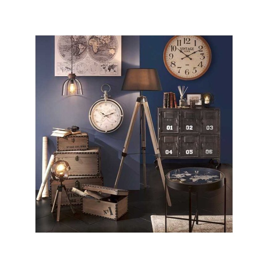 Dekoracja Domu Lamp Wooden floor lamp RUNO standing lamp with shade - black color, height 145 cm – 5