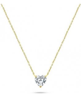 Brilio Silver Sparkling Gold Plated Heart Necklace NCL53Y