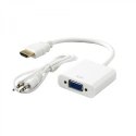 SBOX AD.HDMI-VGA+A videokaapeli-adapteri HDMI-tyyppi A (vakio) VGA (D-Sub) + 3.5mm Valkoinen