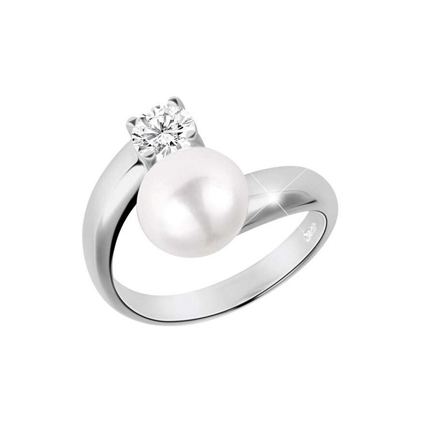 Jwl Luxury Pearls Hopeasormus valkoisella helmillä ja kirkkaalla kristallilla JL0432