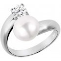 Jwl Luxury Pearls Sidabrinis žiedas su baltu perlu ir skaidriu kristalu JL0432 Jwl Luxury Pearls Sidabrinis žiedas su baltu perlu ir skaidriu kristalu JL0432
