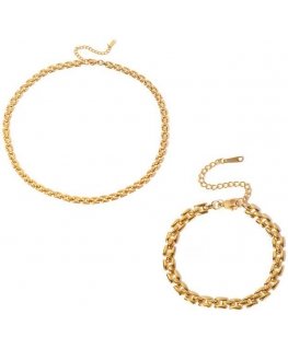 Troli Elegant women's gold-plated jewelry set (necklace, bracelet)