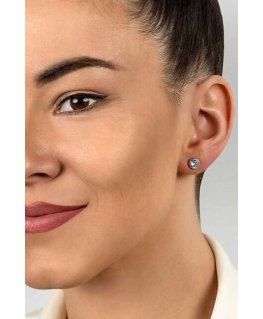 Brilio Silver Timeless gold-plated earrings with black zircons EA334YBC