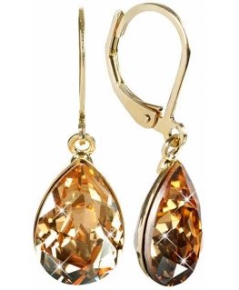 Levien Elegant gold-plated earrings with Pear Golden Shadow crystals