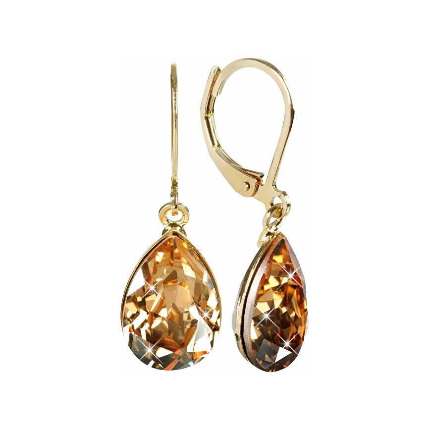Levien Elegantti kullatut korvakorut Pear Golden Shadow kristalleilla
